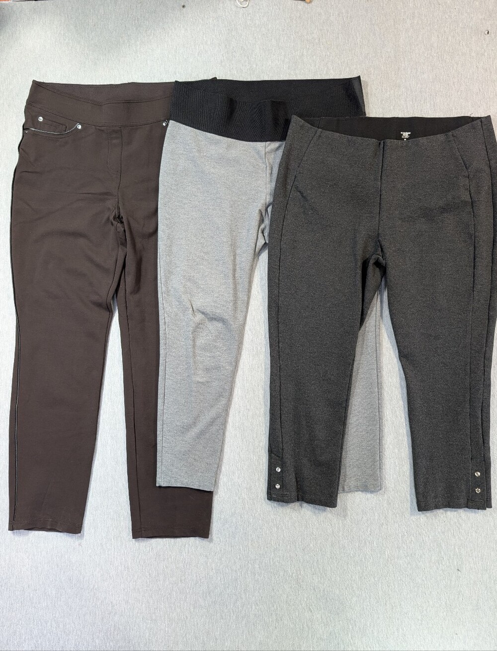 Nygard Luxe Slims Jegging Lot Of 3 Women's XL (18-20) Black Brown Grey Cropped